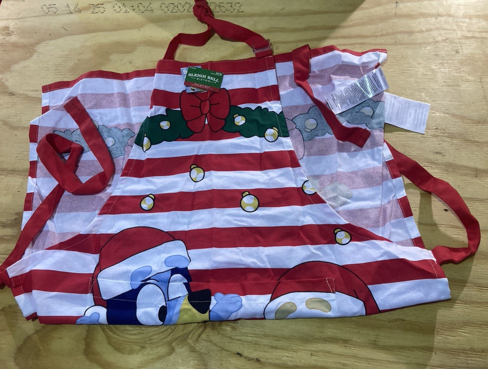 Sleigh Bell Bistro Bluey Bingo Dogs Christmas Cooking Adult Apron ~ NWT